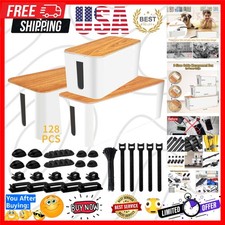 Cable Management Box 3 Pack with 125PCS Cable Management Kit for Power Strip ...