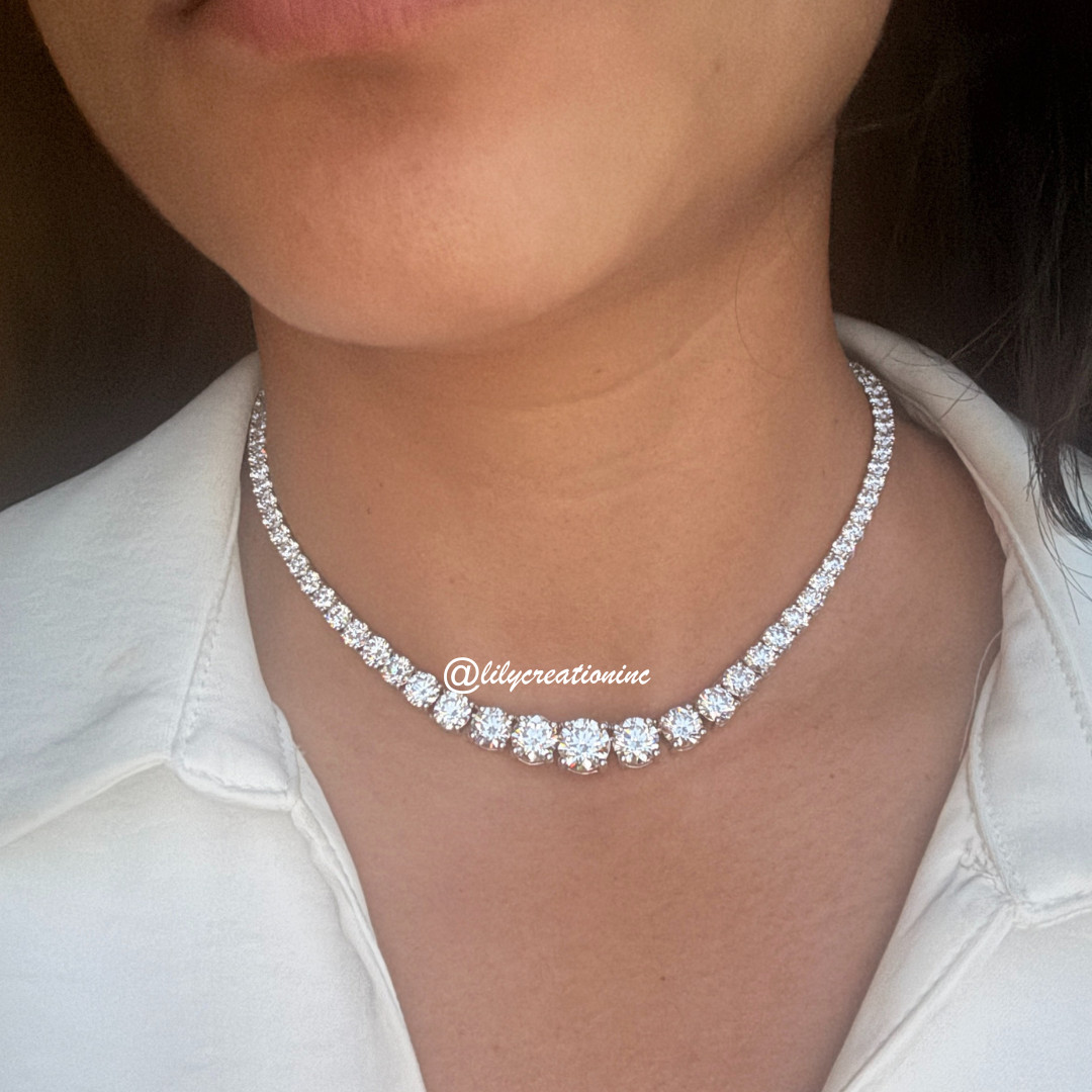 23 Carat Graduated Lab Grown Diamond Tennis Choker image 3