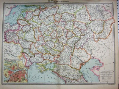 Antique Old Print Map C1890 Russia Petersburg Asia India China Population 0 19th