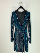 Laundry Blue Snake Print Mini Dress Wrap Long Sleeve Ruched Detail UK 8
