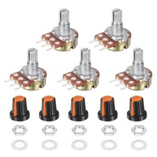 5 Set WH148 5K Kit Potenziometro con Manopole in Plastica Dadi e Rondelle, Arancione