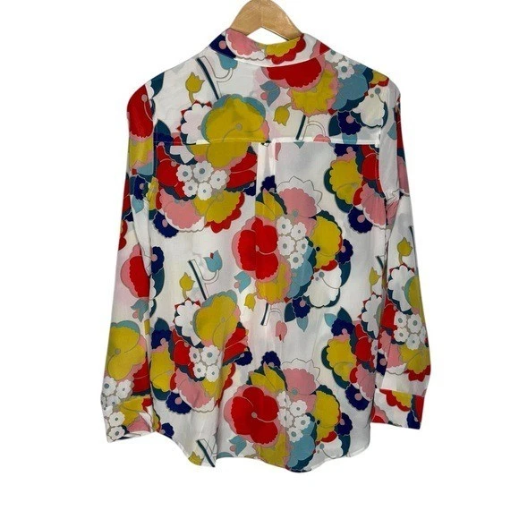 Blusa Boden Floral Estampado Retro Seda Botón Frontal Nueva con Etiquetas Talla 8/Mediana Foto 4 de 4