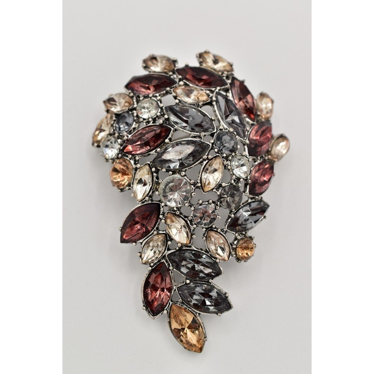Vintage Large Crystal Pin Brooch Multi-Color Marquise  display picture 2
