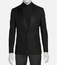 Karl Lagerfeld Mens Black Print Modern Sport Coat Blazer Dinner Jacket Size 42R.