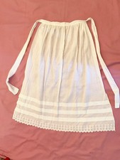 Authentic vintage 1900-10 Edwardian Victorian white light cotton apron lace trim