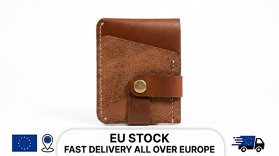 Handmade Genuine Leather Minimalist MensWallet Slim Card Holder Money Clip Snap