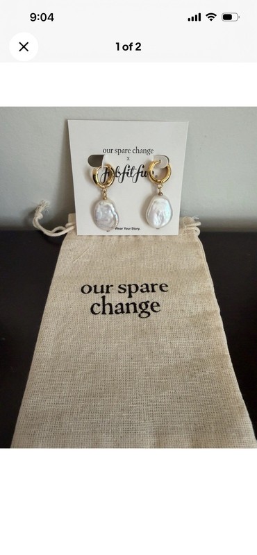 Our Spare Change *Isla Freshwater Pearl Earrings* $70 Value~18k Gold Plated~New