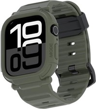 Rugged Heavy Duty Bumper Case for Apple Watch Series 11 46mm, Shockproof Green