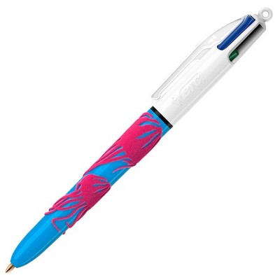 BIC 4-Farben-Kugelschreiber Velours mehrfarbig, Schreibfarbe: blau, schwarz,...