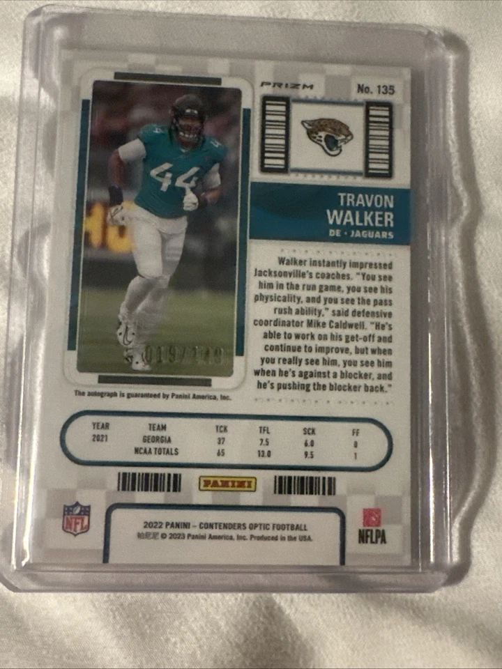 2022 Travon Walker Rookie Auto Red Insert #/149 Jaguars Rookie Ticket - Image 4 of 4