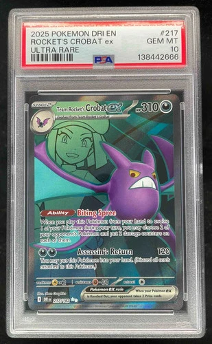 2025 Pokemon Destined Rivals #217/182 Team Rocket's Crobat ex PSA 10