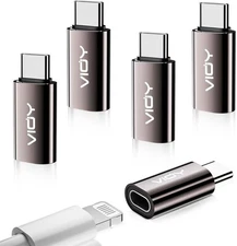 VIOY 5 Pack Lighting to USB C Adapter for iPhone 15/16 Pro Max Plus, Black 