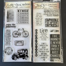Tim Holtz Playful Journey  Phrases 2 LOT of 2 Clear UM Stamp Sets New Read
