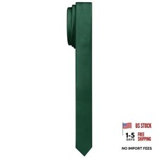 Men's Skinny Ties Solid Color Formal Neckties 1.58" 4CM 011-hunter Green