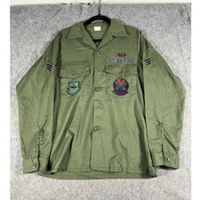 VTG 60s US Air Force OG 507 Utility Field Shirt Men 15.5x35 Olive Green Military