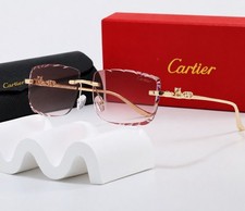 Cartier D cor Panth re Rare Collection Diamond Cut Pink Lens Gold Frame.