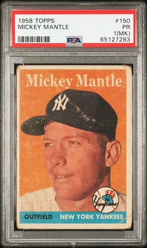 1958 TOPPS #150 MICKEY MANTLE PSA 1--HOF--GREAT EYE APPEAL!!!--INVEST NOW!!!