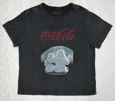 Lucky Brand Women's XL Black Cotton Coca-Cola Polar Bears Graphic S/S T-shirt