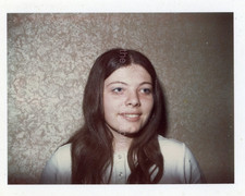 Vintage POLAROID WOMAN WITH BLACK HAIR Found Original Photo COLOR 69 LA 82 K