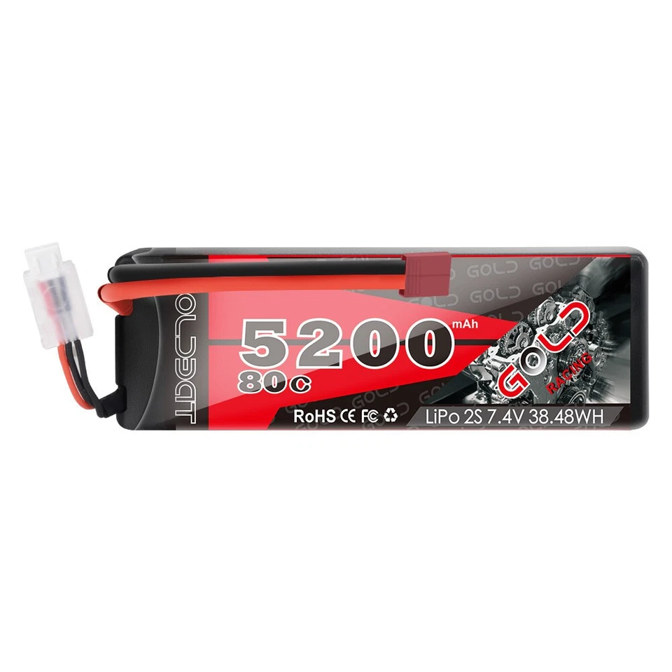 2X 80C 5200mAh 7.4V RC 2S Lipo Batería Deans Plug Estuche Rígido Para Coche Camión Buggy Foto 2 de 4