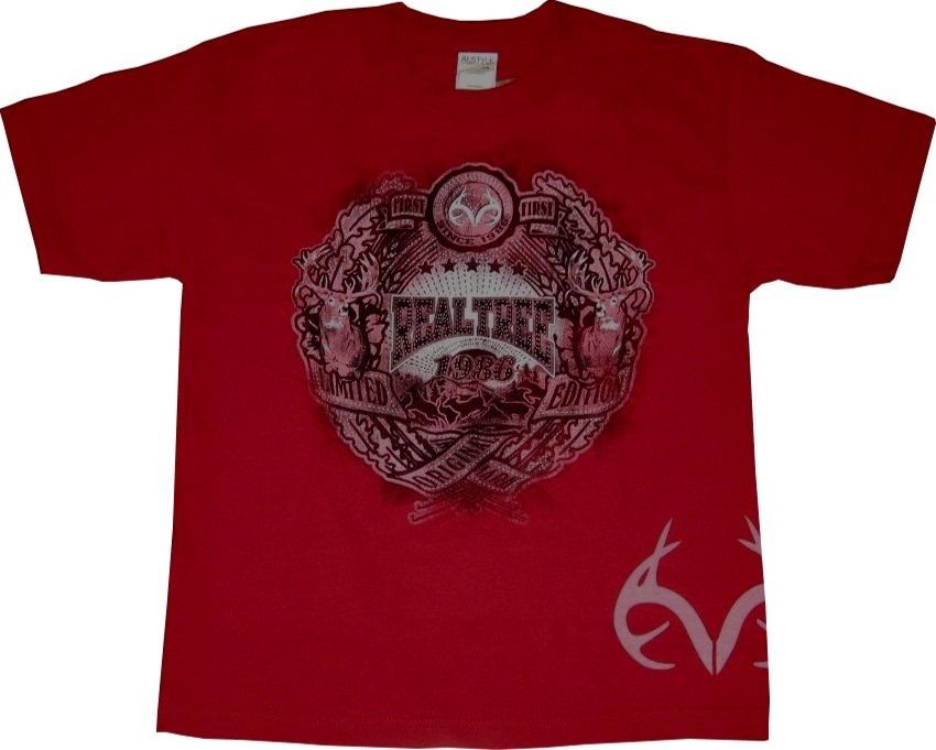 Realtree Badge YOUTH Short Sleeve Tee T-Shirt (Cardinal Red) RTD7004.042