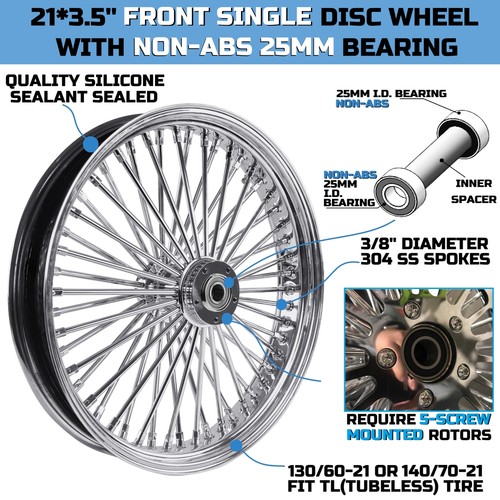 SHARKROAD 21*3.5'' Anti-rust Single Disc Front Wheel Rims , Harley Softail Model - Picture 3 of 7