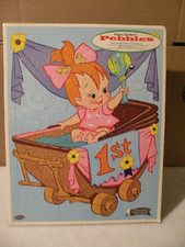 WHITMAN VINTAGE 1963 FRAME TRAY HANNA BARBERA'S PEBBLES FLINTSTONES PUZZLE