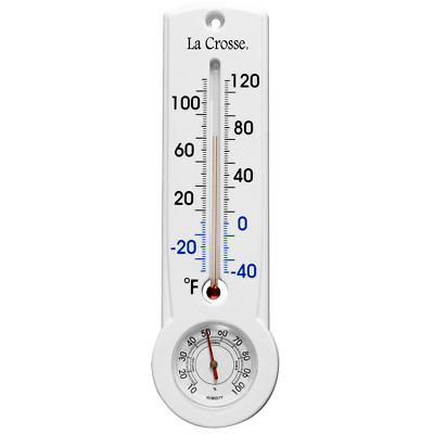 204-109 La Crosse 8.75'' Indoor/Outdoor Thermometer & Hygrometer with Key Hider