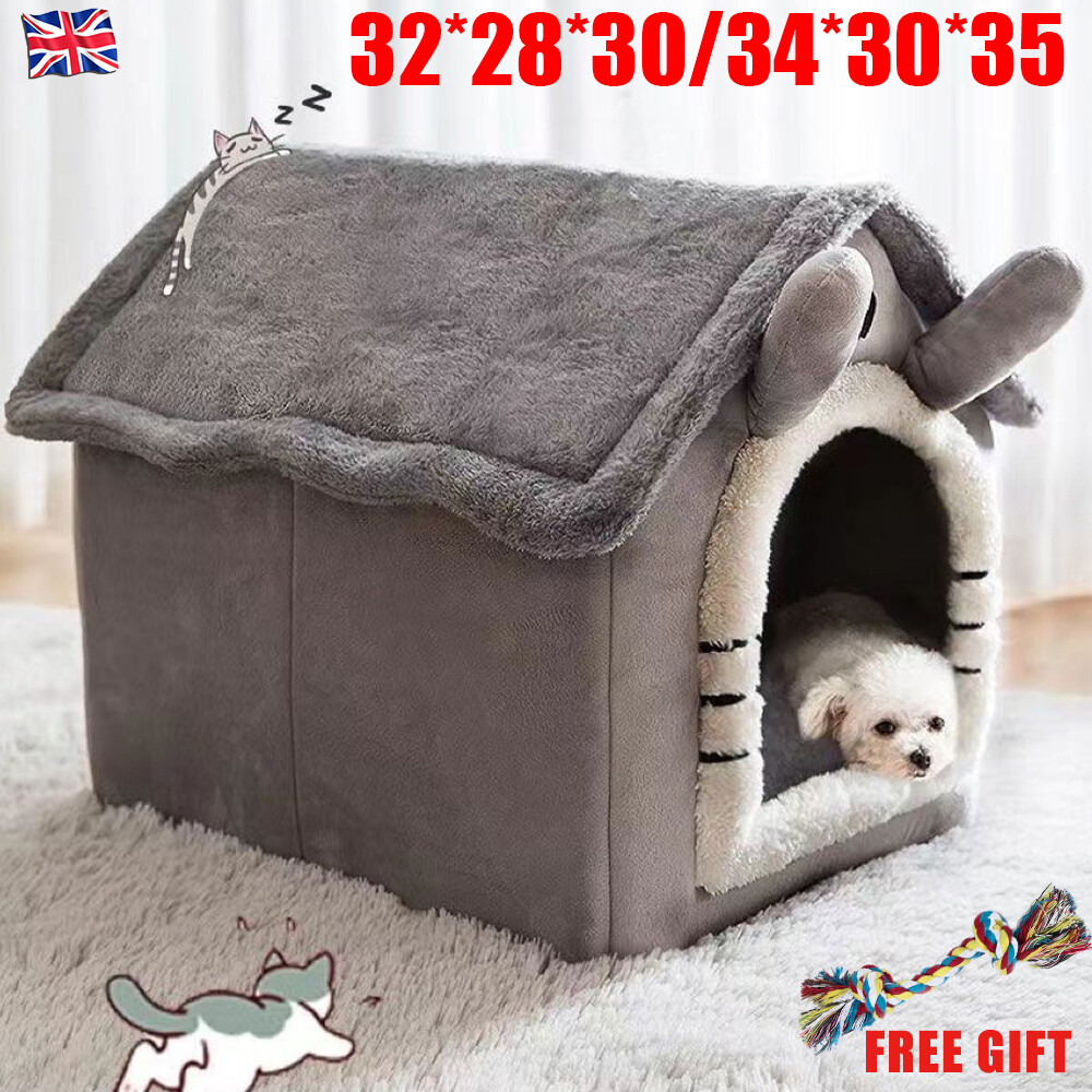 Large Grey Pet Cat Bed Pet Cat Dog Warm House Bed Super Soft Bed Lovely
