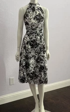 White House Black Market Sleeveless Printed Chiffon Fit-And-Flare Dress Size 6 