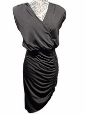 Express Black Ruched Sleeveless Shoulder Pad 80’s Style Dress Women's Size S NWT