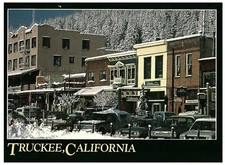 Downtown Truckee California with Snow Postcard Posted 1990 Oversized