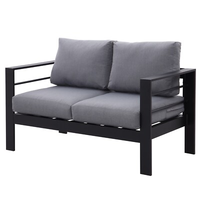 MeXo Gartensofa Aluminum Gartenmöbel Sitzgruppe Gartenset Garten Balkon Schwarz