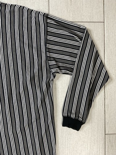 JNCO Jeans Long Sleeve Striped Shirt Mens Small Skater Y2K White Gray Black 90s - Picture 15 of 19