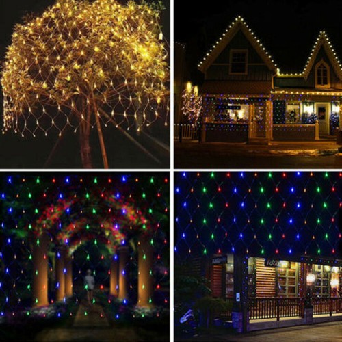 Solar LED String Fairy Net Lights Curtain Mesh Christmas Party Garden Outdoor AU - Picture 12 of 22