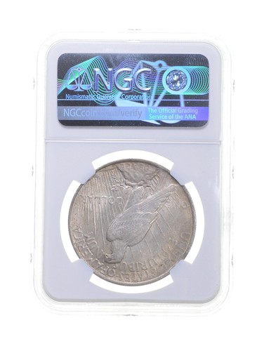 MS62 MINT ERROR 1923 Peace Silver Dollar - Clipped Planchet - Graded NGC *4222 - Picture 2 of 3