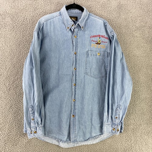 Cobra Denim Shirt Men's Large Button Cowboy & The Lady Phoenix Arizona Vintage - Picture 3 of 8