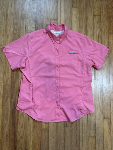 Women’s Columbia PFG fishing Outdoor Button Down Shirt Coral Color Size Xl
