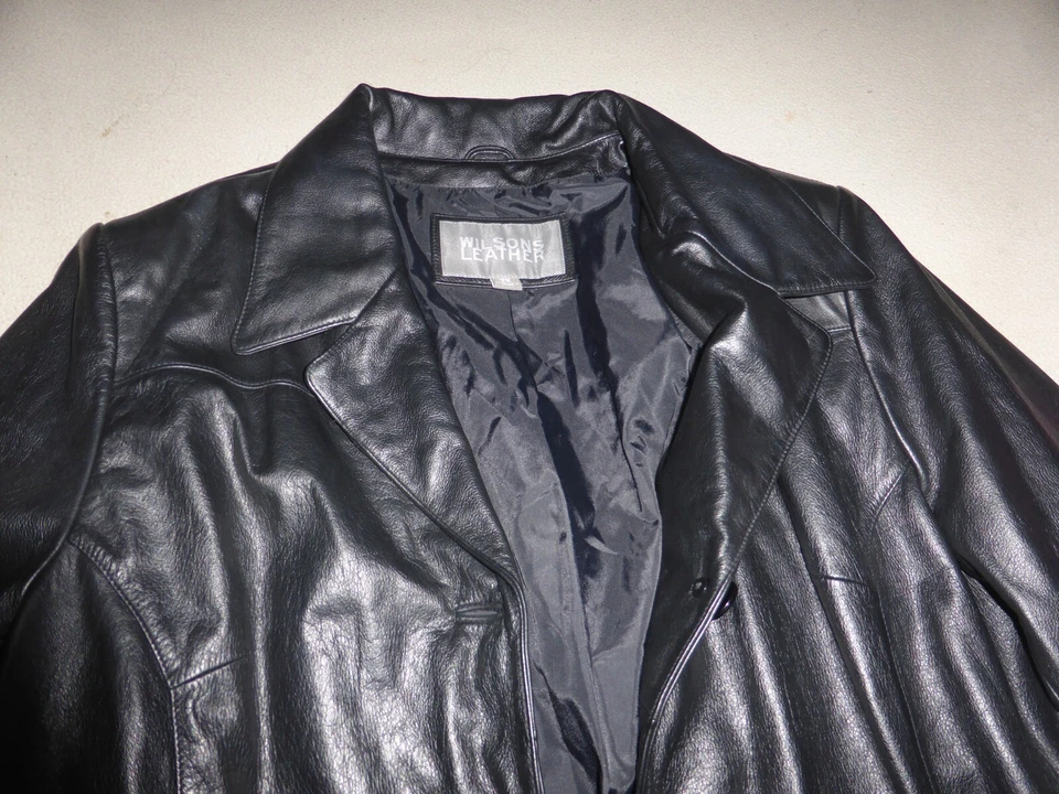 CHAQUETA BOMBER WILSONS CUERO NEGRA ABOTONADA TALLA 2X MUJER RN 69426 Foto 3 de 4