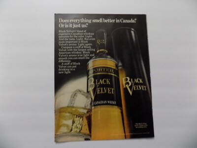 1969 PRINT AD BLACK VELVET CANADIAN WHISKEY IMPORTED GREAT SMELL