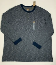 New Men's The FOUNDRY SUPPLY Size 4XLT Long Sleeve Cotton Henley Blue Shirt