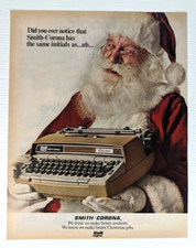 vintage 1971 Smith-Corona typewriter PRINT AD Santa Claus Christmas
