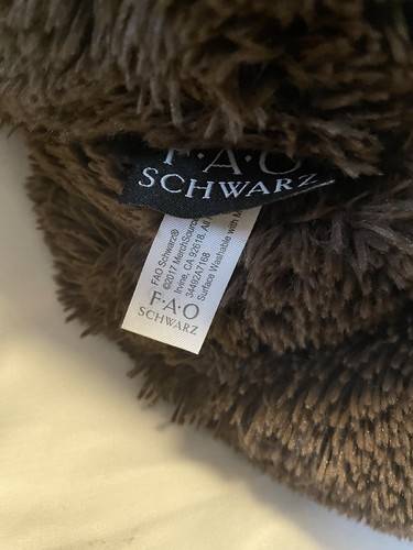 FAO Schwarz Teddy Bear Brown Plush Soft Stuffed Toy Red Ribbon 36" - Picture 7 of 13