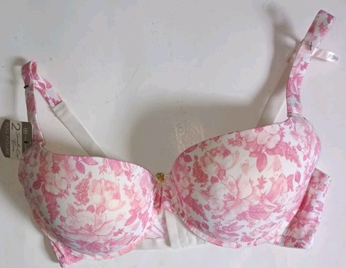 Daisy Fuentes Bra Size 40D Pink Floral Push Up Underwire Full Coverage New
