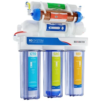 MAX WATER 6 Stage 100GPD 0PPM RODI Reef Marine Aquarium Hydroponics Reverse Osmosis System