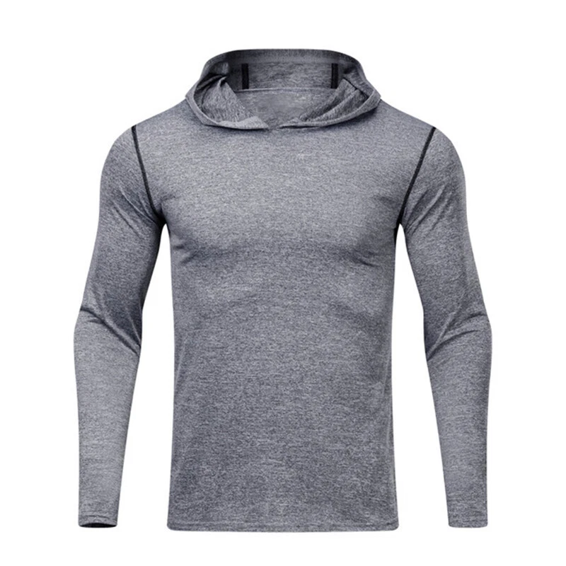 Men Long Sleeve Hooded Shirt Sport Basketball Training Loose Quick Dry T-Shirt