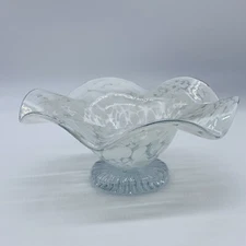 Vintage Studio Art Glass White Centerpiece Bowl Dish Footed Bowl 4”T 8”W
