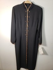 NWT David Benjamin Sz 10 Designer Sexy 90' s Mock Neck Qipao Black w Leopard 