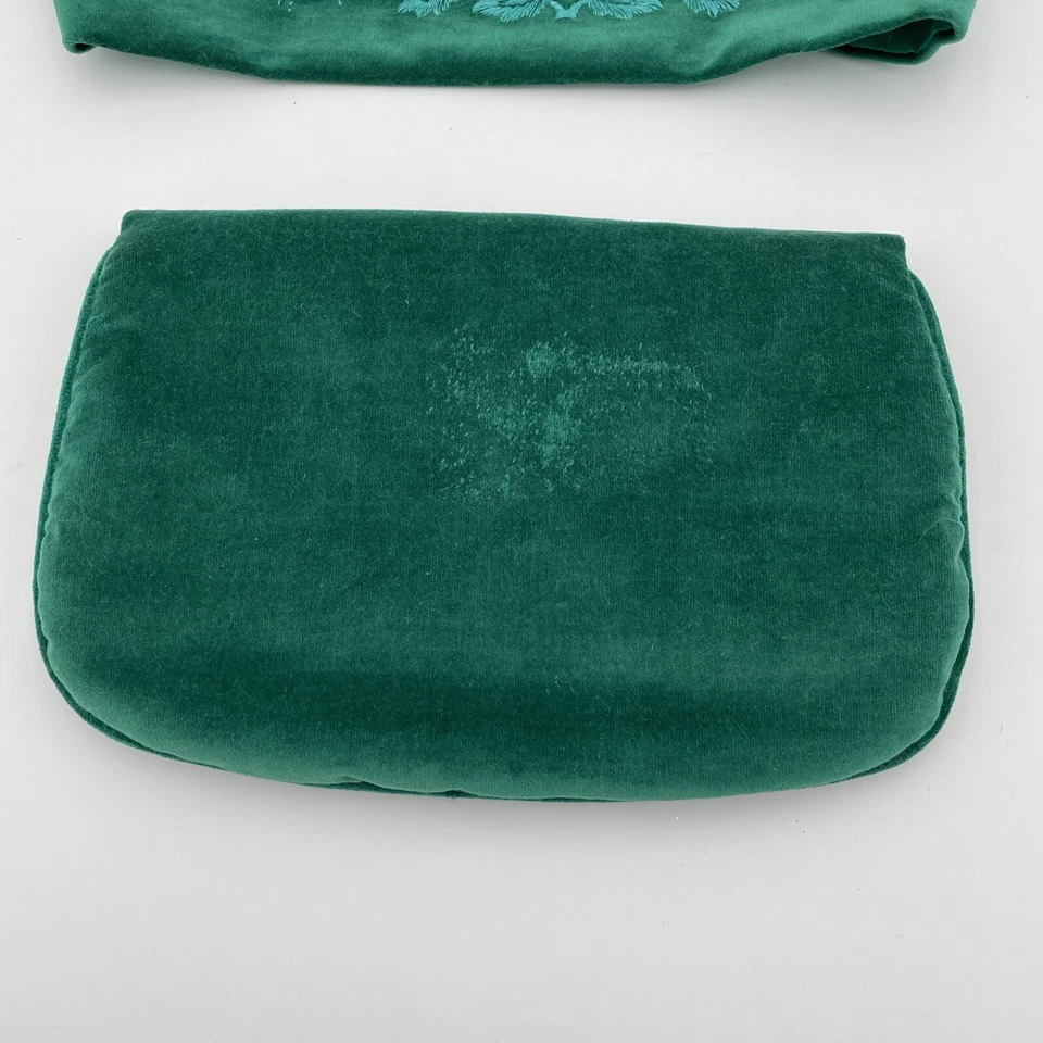 Bolso sin asas Jeanne Bouchever vintage terciopelo verde con extras Foto 3 de 4