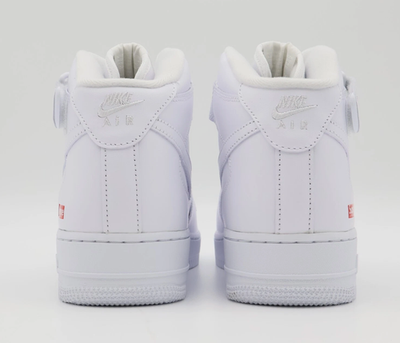 Size 11 - Nike Supreme x Air Force 1 Mid Box Logo - Triple White